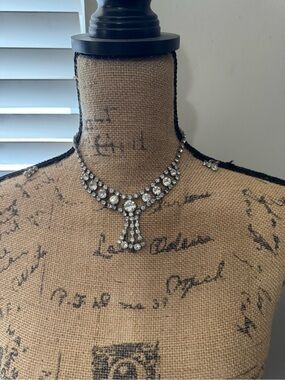 Vintage’s century 50s Crystal Choker Necklace Silver Tone with matching clip on